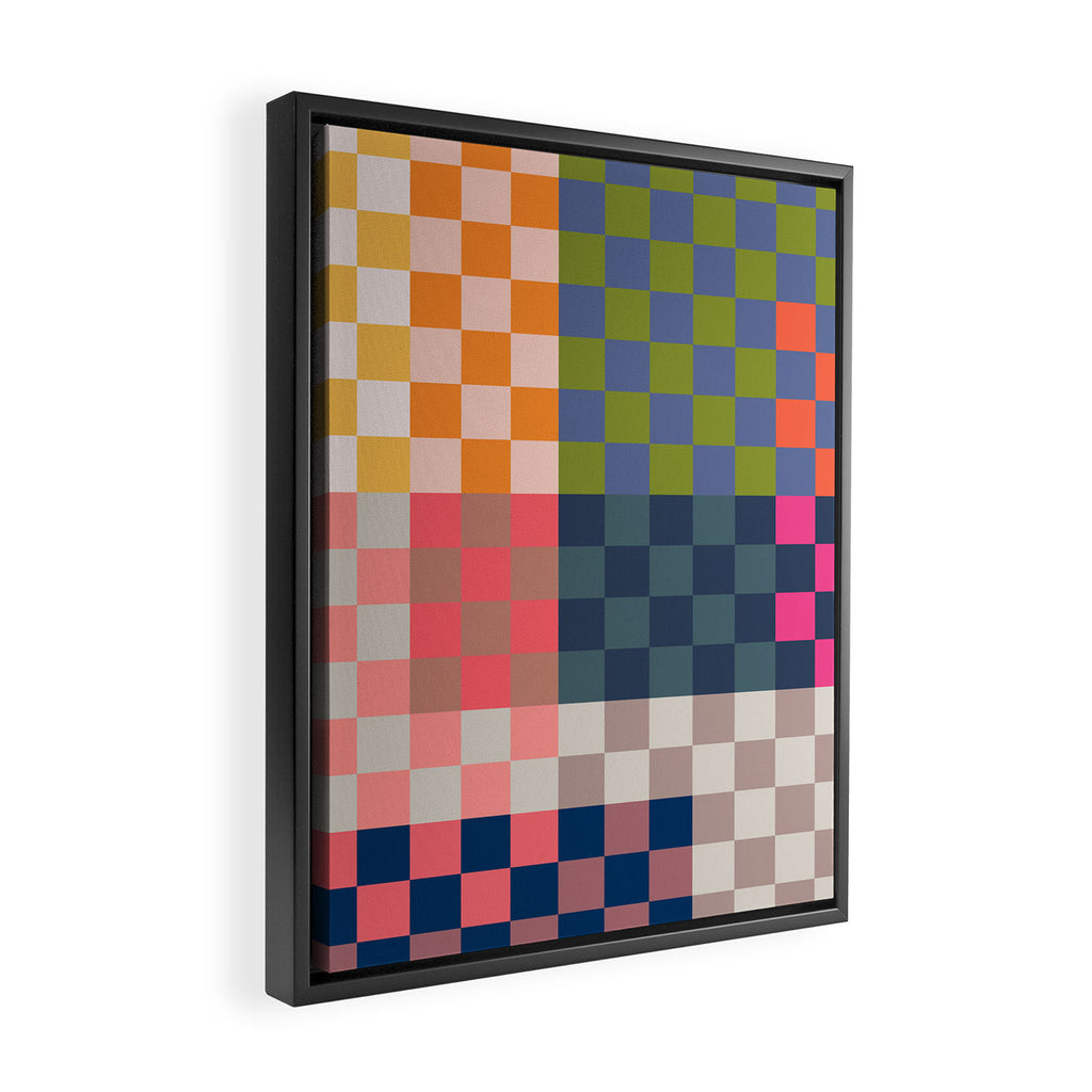 Checkerboard Checkered Checked Check Chessboard Pattern in Polychrome Multicolor Colors Framed Canvas Print Gallery Image 2