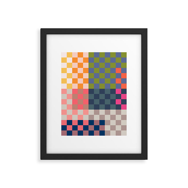 Checkerboard Checkered Checked Check Chessboard Pattern in Polychrome Multicolor Colors Framed Art Print Gallery Image 6