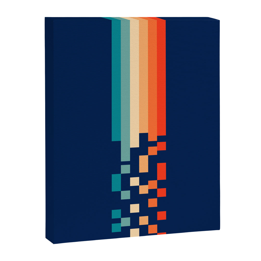 Classic 70s Style Abstract Rainbow Retro Stripes Pixel Drops - Ayako Canvas Print Gallery Image 8