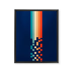 Classic 70s Style Abstract Rainbow Retro Stripes Pixel Drops - Ayako Framed Canvas Print Gallery Image 8