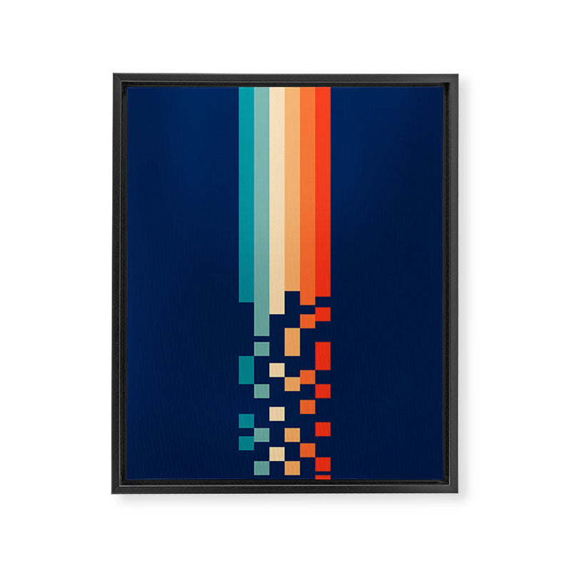 Classic 70s Style Abstract Rainbow Retro Stripes Pixel Drops - Ayako Framed Canvas Print Gallery Image 8