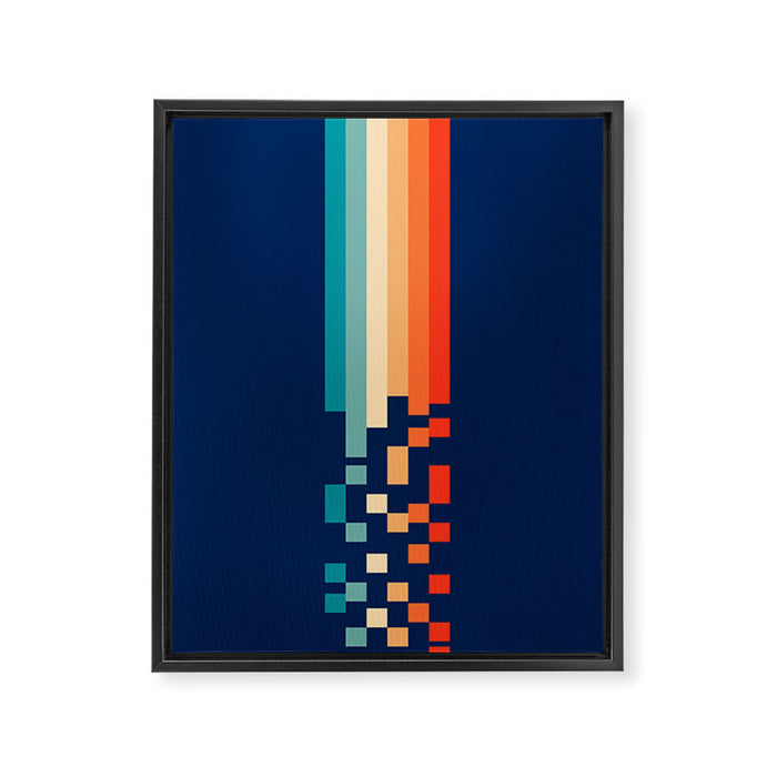 Classic 70s Style Abstract Rainbow Retro Stripes Pixel Drops - Ayako Framed Canvas Print Gallery Image 1