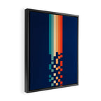 Classic 70s Style Abstract Rainbow Retro Stripes Pixel Drops - Ayako Framed Canvas Print Gallery Image 2