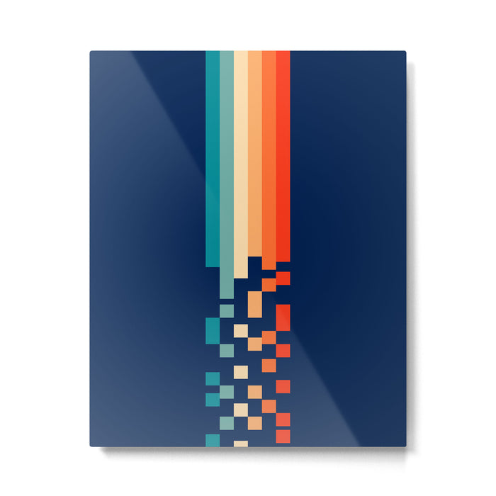 Classic 70s Style Abstract Rainbow Retro Stripes Pixel Drops - Ayako Metal Print Gallery Image 1