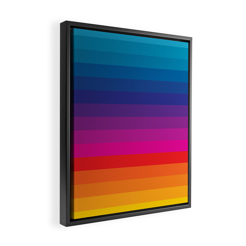  Classic 70s Vintage Style Retro Stripes - Funky Rainbow Framed Canvas Print Gallery Image 2