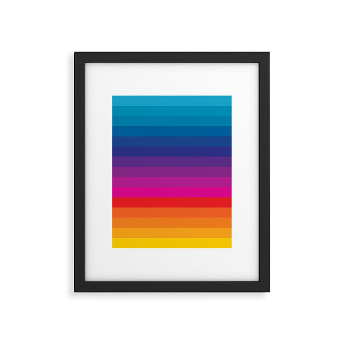  Classic 70s Vintage Style Retro Stripes - Funky Rainbow Framed Art Print Gallery Image 1