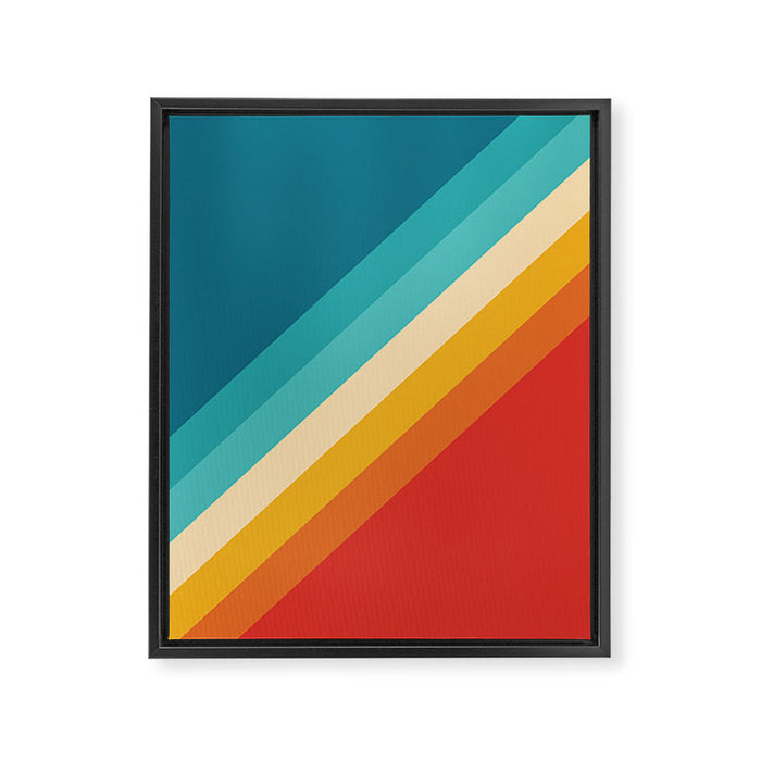 Classic 70s Vintage Style Retro Summer Vibes Stripes - Feruda Framed Canvas Print Gallery Image 1
