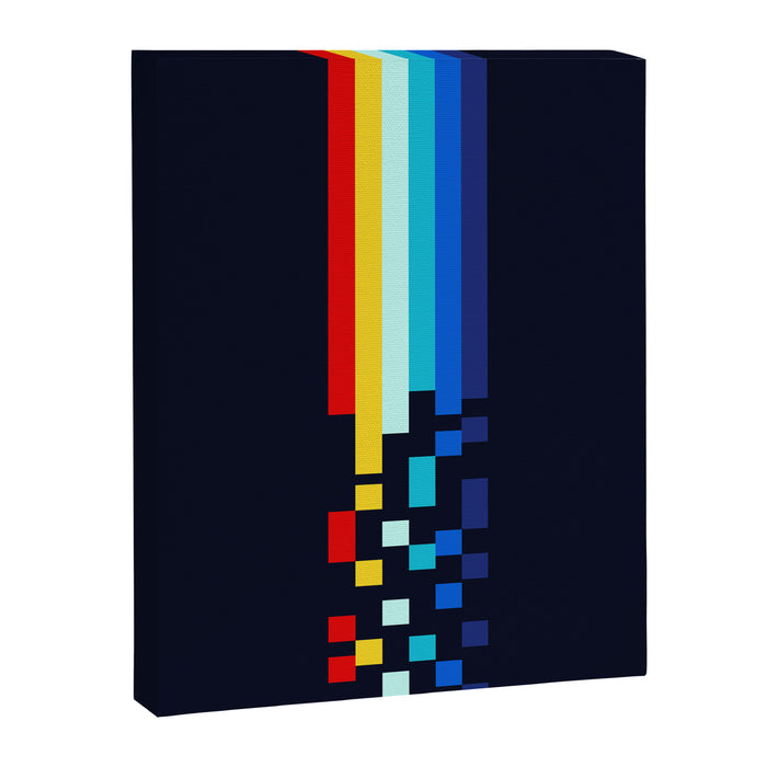 Classic 80s Video Game Retro Stripes Pixel Drops - Ayakazu Canvas Print Gallery Image 1