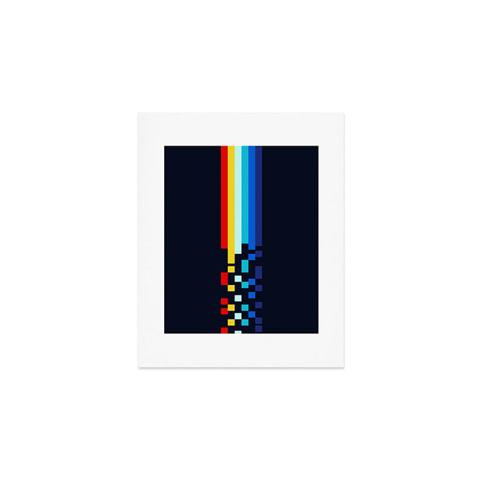 Classic 80s Video Game Retro Stripes Pixel Drops - Ayakazu Art Print Gallery Image 1