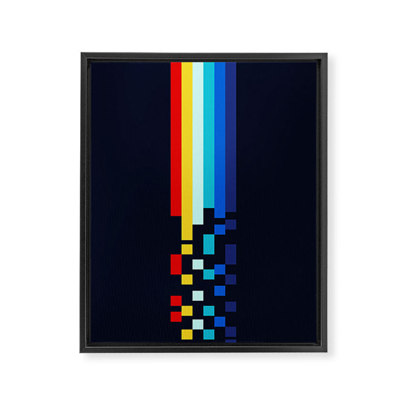 Classic 80s Video Game Retro Stripes Pixel Drops - Ayakazu Framed Canvas Print Gallery Image 8
