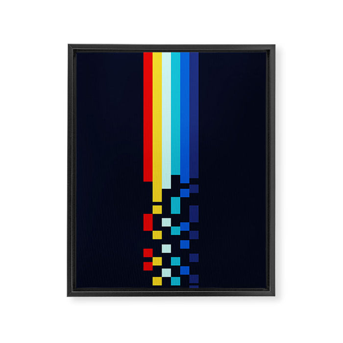 Classic 80s Video Game Retro Stripes Pixel Drops - Ayakazu Framed Canvas Print Gallery Image 1