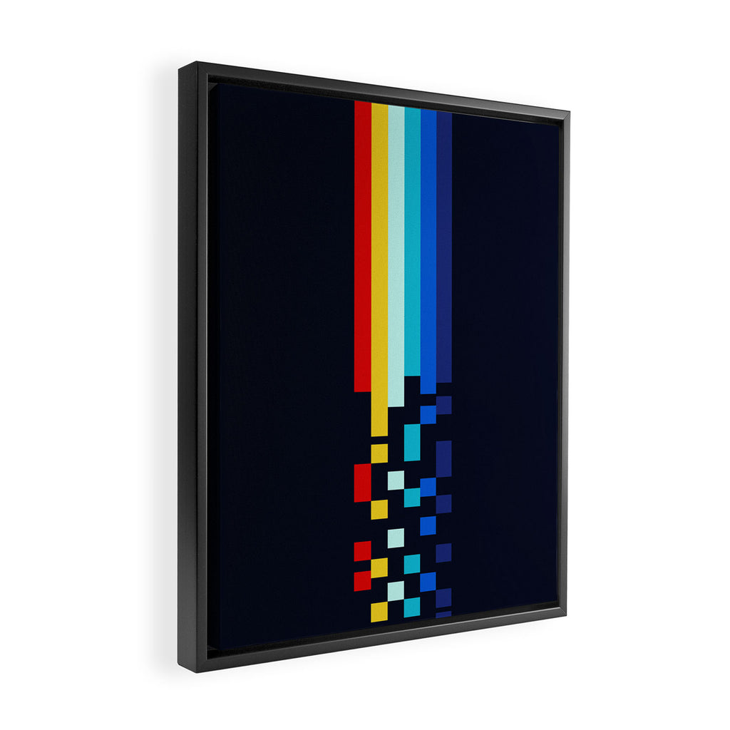 Classic 80s Video Game Retro Stripes Pixel Drops - Ayakazu Framed Canvas Print Gallery Image 2