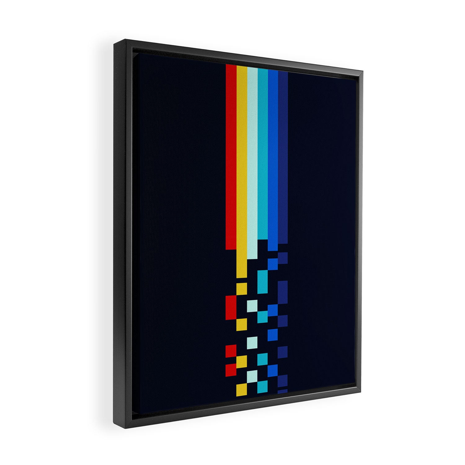 Classic 80s Video Game Retro Stripes Pixel Drops - Ayakazu Framed Canvas Print Gallery Image 2
