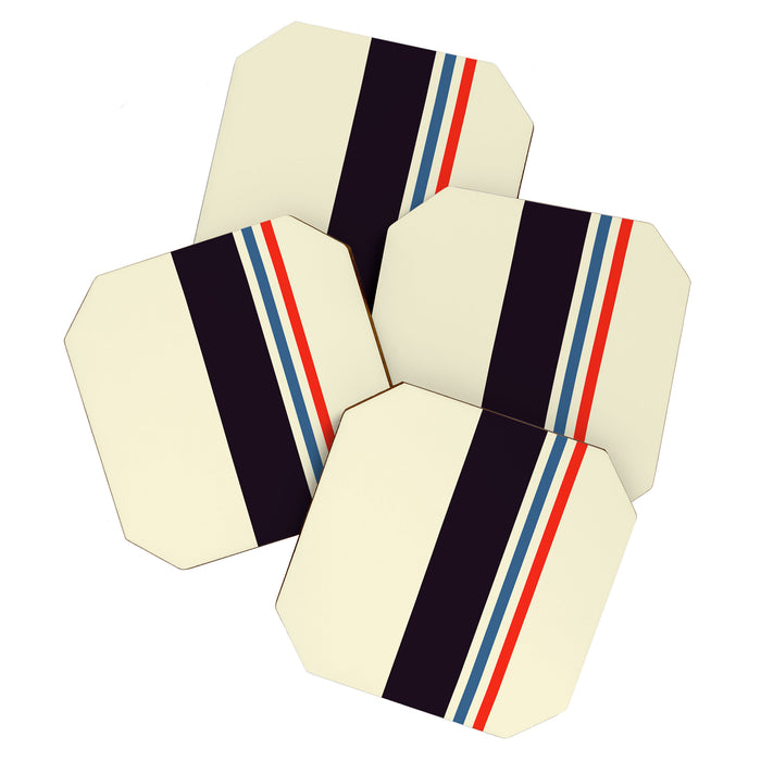 Classic Minimal Racing Car Retro Stripes - Furaribi Coaster Gallery Image 1