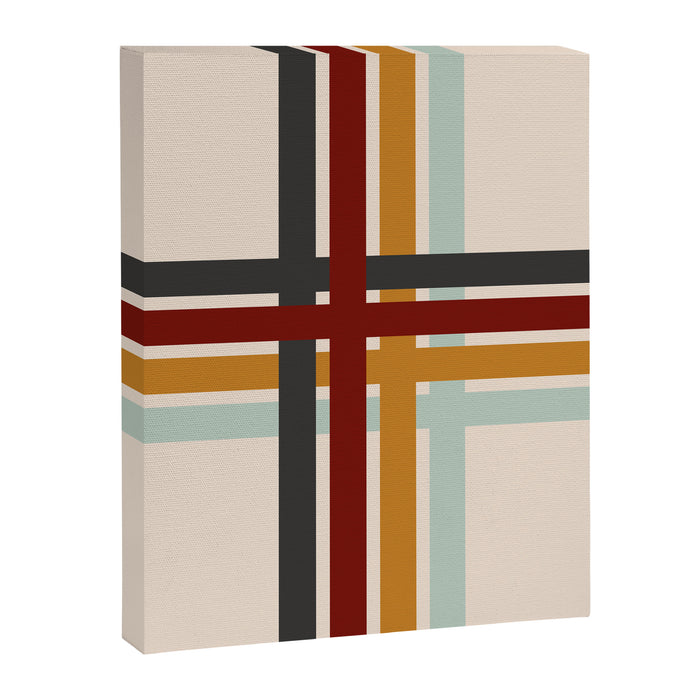 Colored Retro Cross Stripes Canvas Print Gallery Image 1