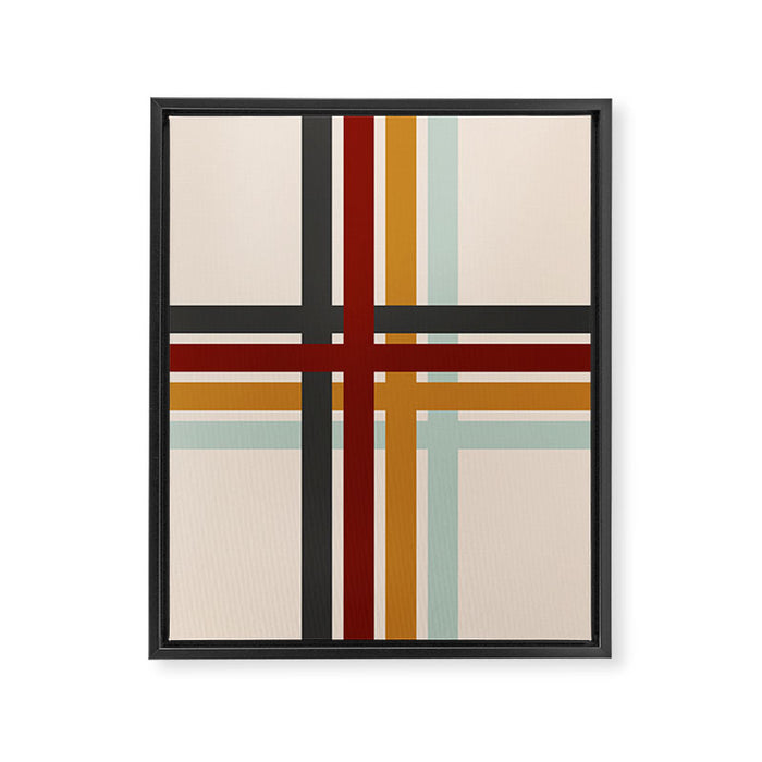 Colored Retro Cross Stripes Framed Canvas Print Gallery Image 1