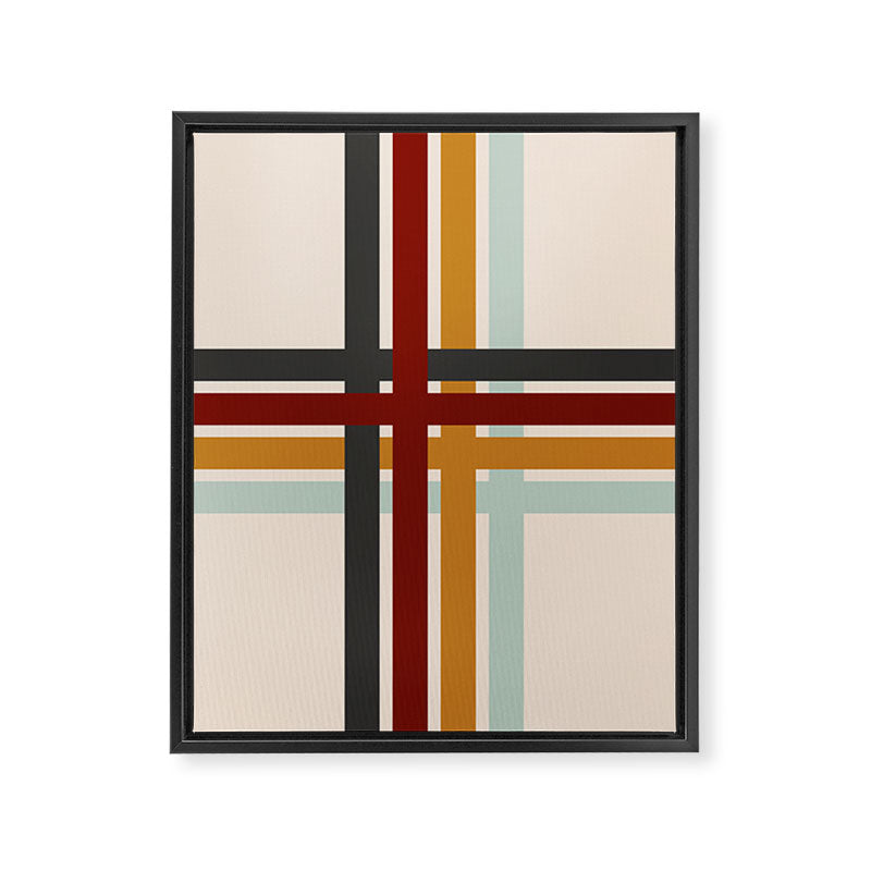 Colored Retro Cross Stripes Framed Canvas Print Gallery Image 8