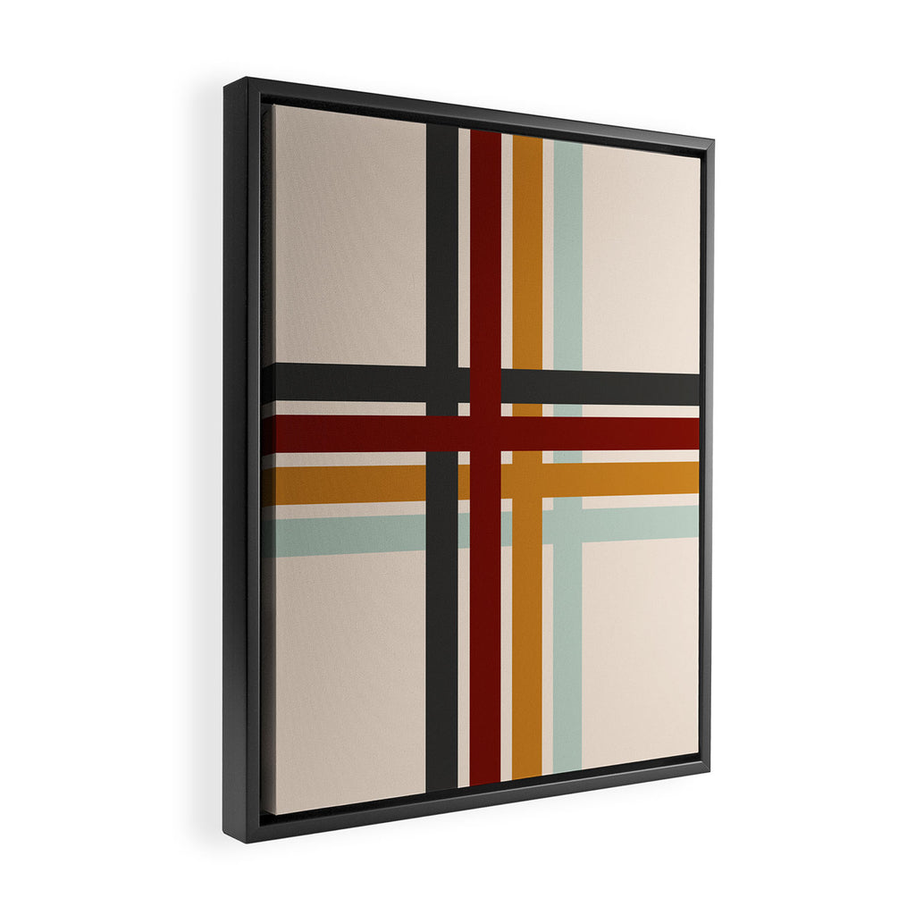 Colored Retro Cross Stripes Framed Canvas Print Gallery Image 2