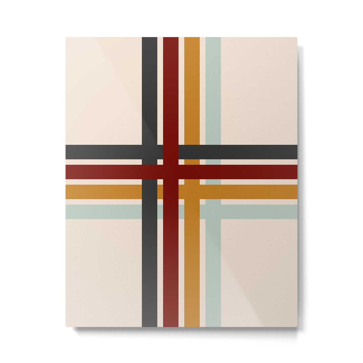 Colored Retro Cross Stripes Metal Print Gallery Image 6