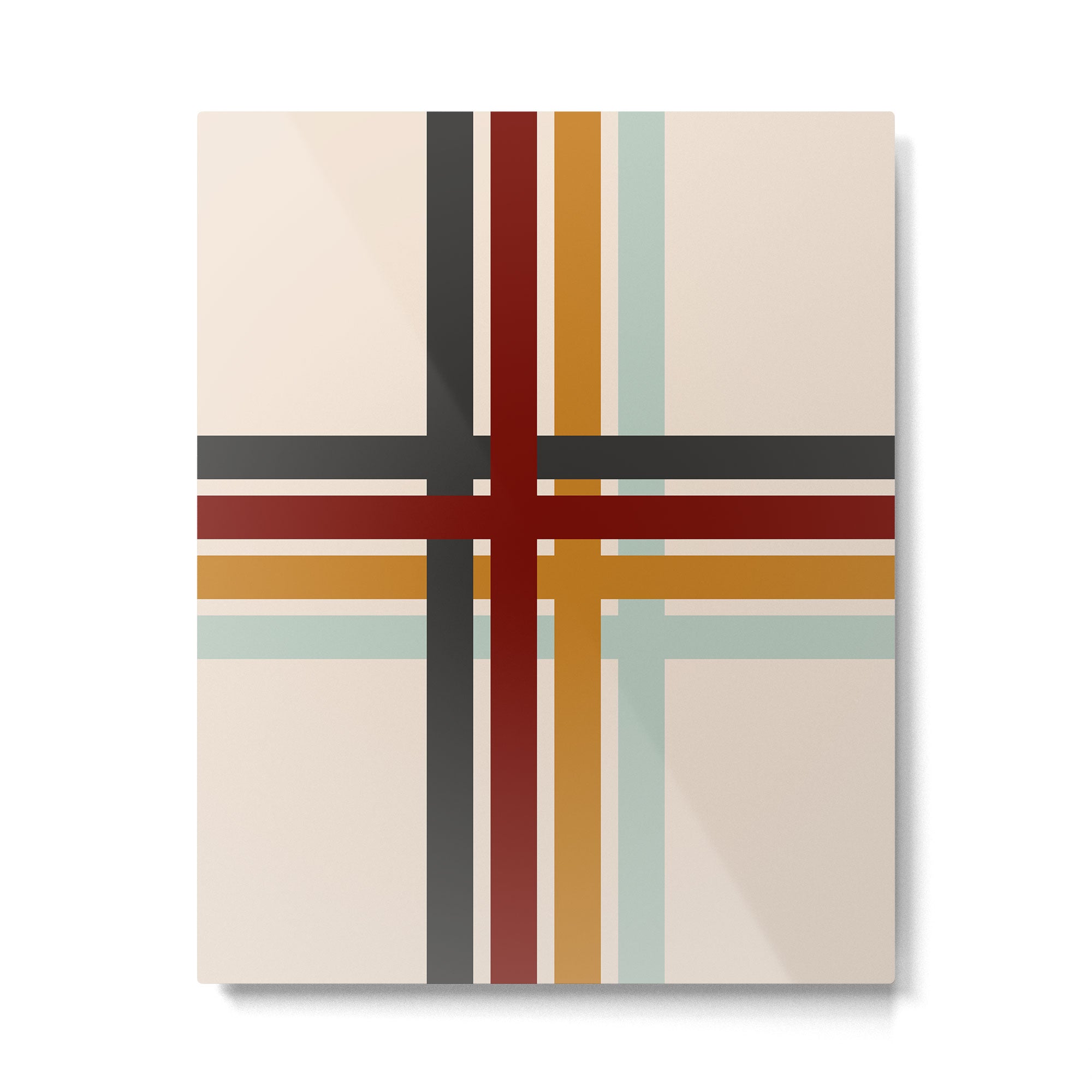 Colored Retro Cross Stripes Metal Print Gallery Image 6