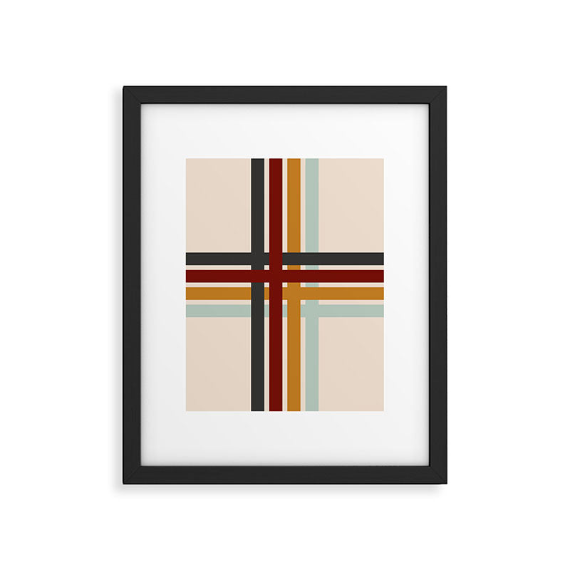 Colored Retro Cross Stripes Framed Art Print Gallery Image 6