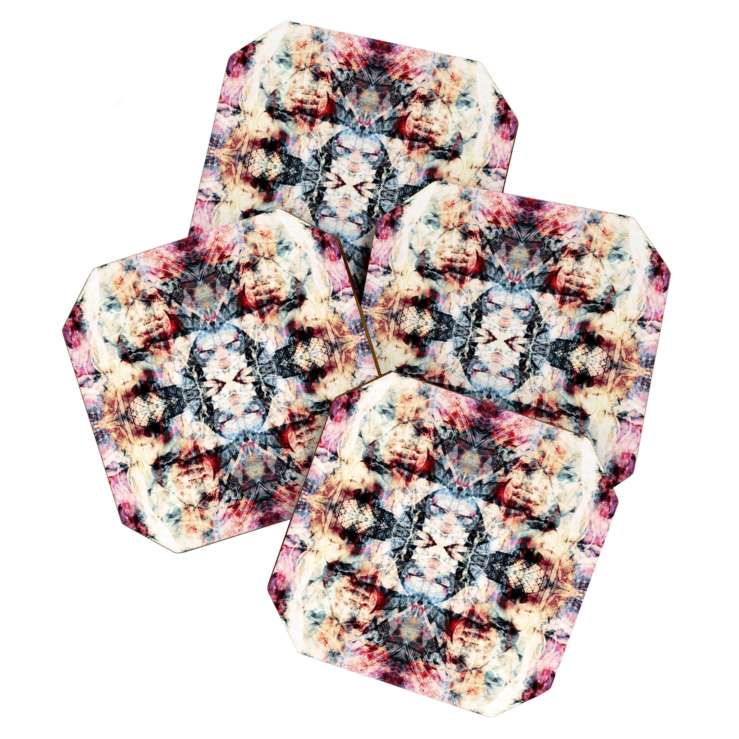 Colorful Abstract Batik Butterfly Rorschach Ink Blot Art Universe No5 Coaster Gallery Image 1