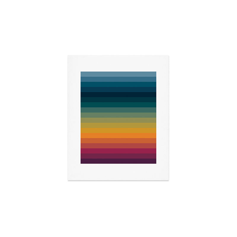 Colorful Abstract Vintage 70s Style Retro Rainbow Summer Stripes Art Print Gallery Image 1
