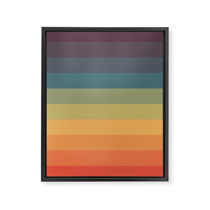 Colorful Retro Striped Rainbow Framed Canvas Print Gallery Image 1