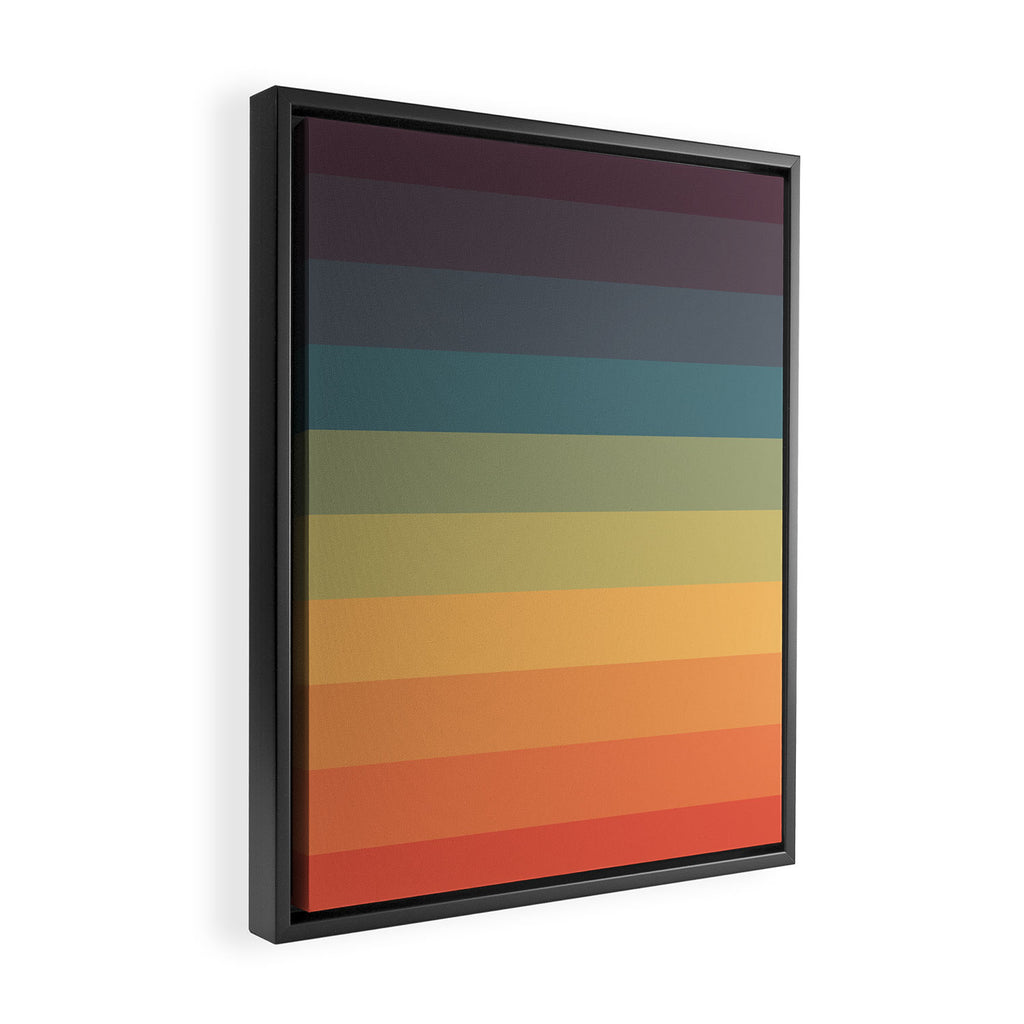 Colorful Retro Striped Rainbow Framed Canvas Print Gallery Image 2