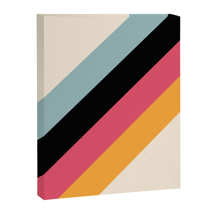 Hariasa - Classic Colorful Abstract Minimal Retro 70s Style Stripes Design Canvas Print Gallery Image 1