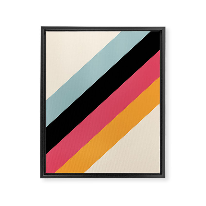 Hariasa - Classic Colorful Abstract Minimal Retro 70s Style Stripes Design Framed Canvas Print Gallery Image 8