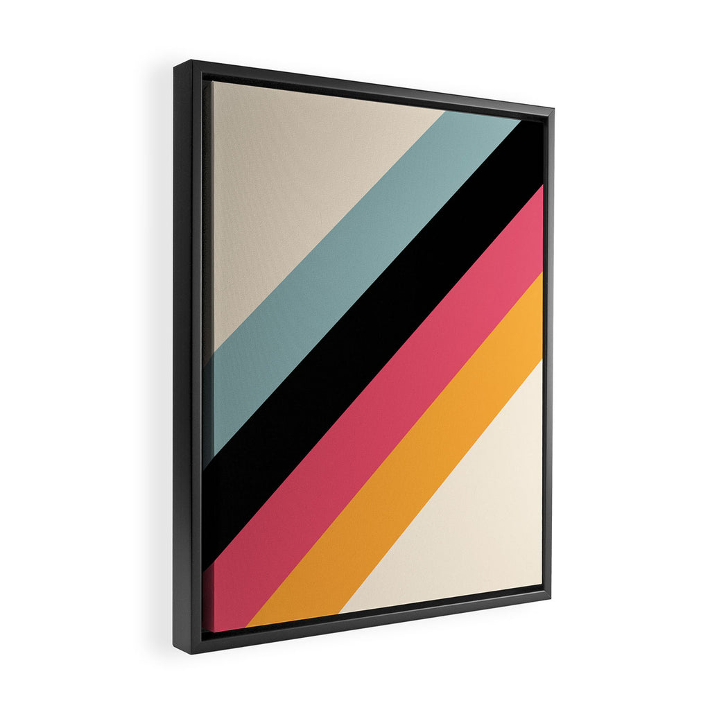 Hariasa - Classic Colorful Abstract Minimal Retro 70s Style Stripes Design Framed Canvas Print Gallery Image 2