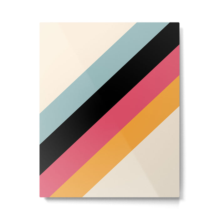 Hariasa - Classic Colorful Abstract Minimal Retro 70s Style Stripes Design Metal Print Gallery Image 1