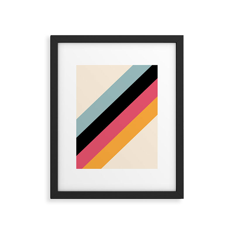 Hariasa - Classic Colorful Abstract Minimal Retro 70s Style Stripes Design Framed Art Print Gallery Image 6