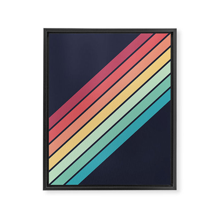 Lembona - Classic 70s Vintage Style Retro Summer Stripes Framed Canvas Print Gallery Image 1