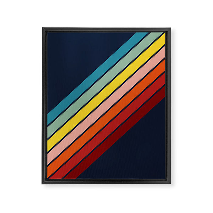 Lumumbu - 70s Vintage Style Retro Summer Stripes Framed Canvas Print Gallery Image 1