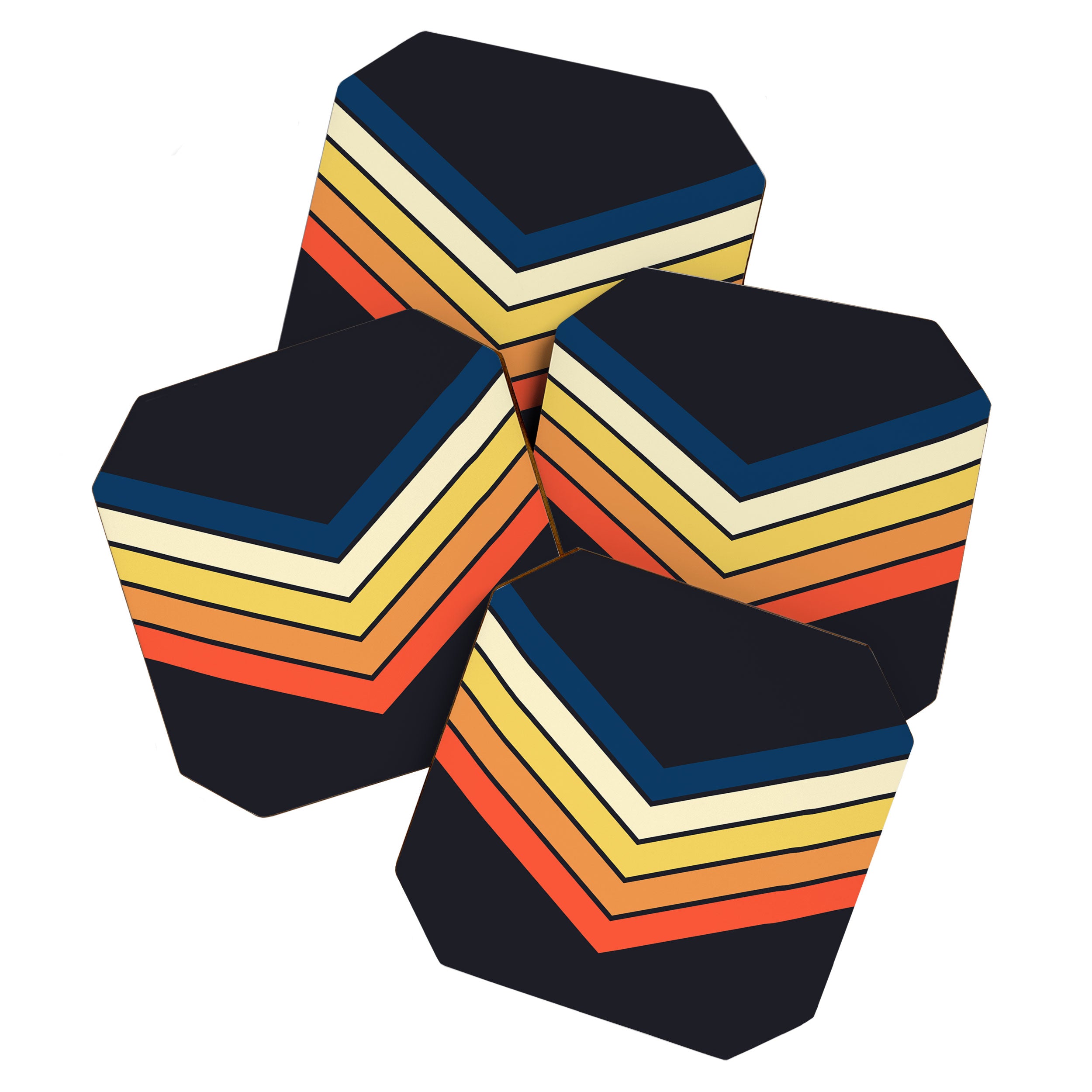 Madana - V Shaped Retro Stripes 70s Style Design Coaster Gallery Image 1