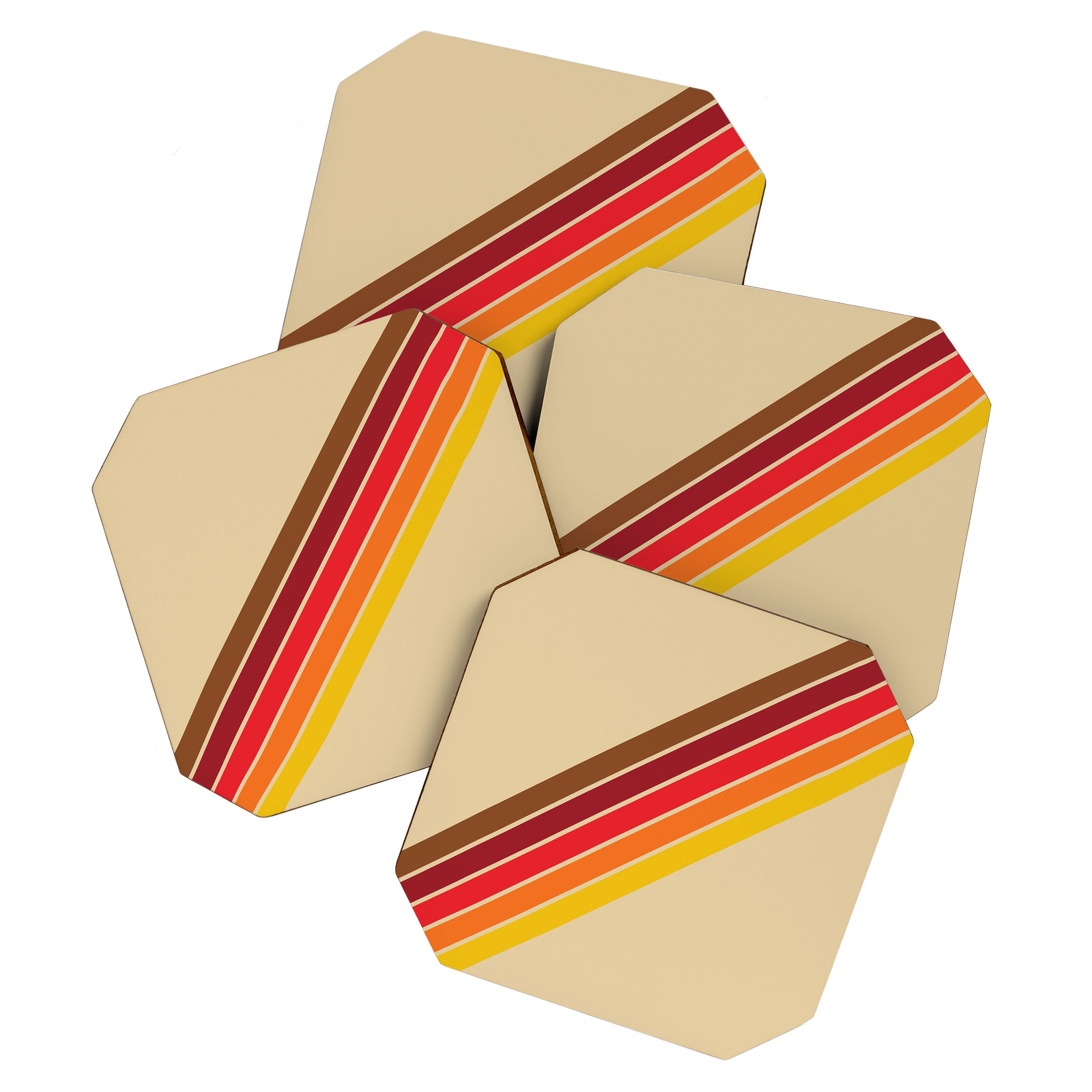 Papaow - Classic 70s Vintage Style Retro Summer Stripes Coaster Gallery Image 1