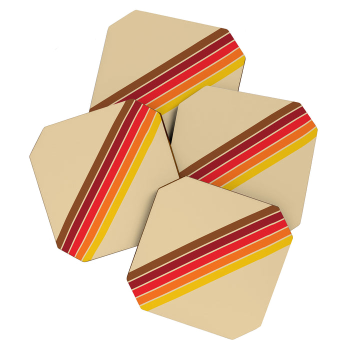 Papaow - Classic 70s Vintage Style Retro Summer Stripes Coaster Gallery Image 1