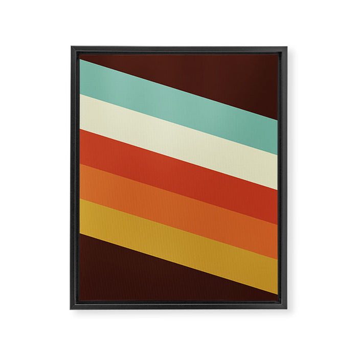 Renpet - Colorful Classic Abstract Minimal Retro 70s Style Stripes Design Framed Canvas Print Gallery Image 1