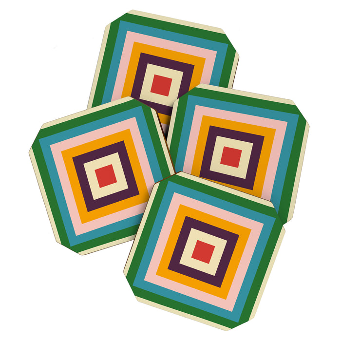 Retro Colored Square Space Coaster Gallery Image 1