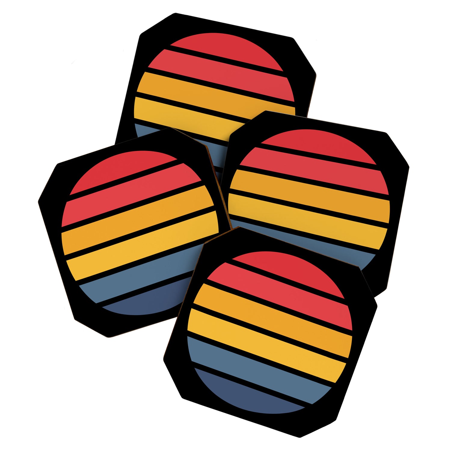 Retro Stripes Circle - Enko Coaster Gallery Image 1