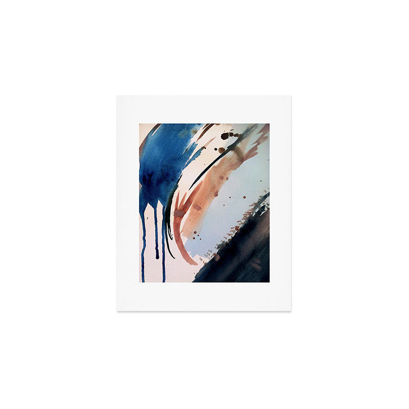708 - a minimal mixed media abstract piece in blues, pinks, and white Art Print Gallery Image 1