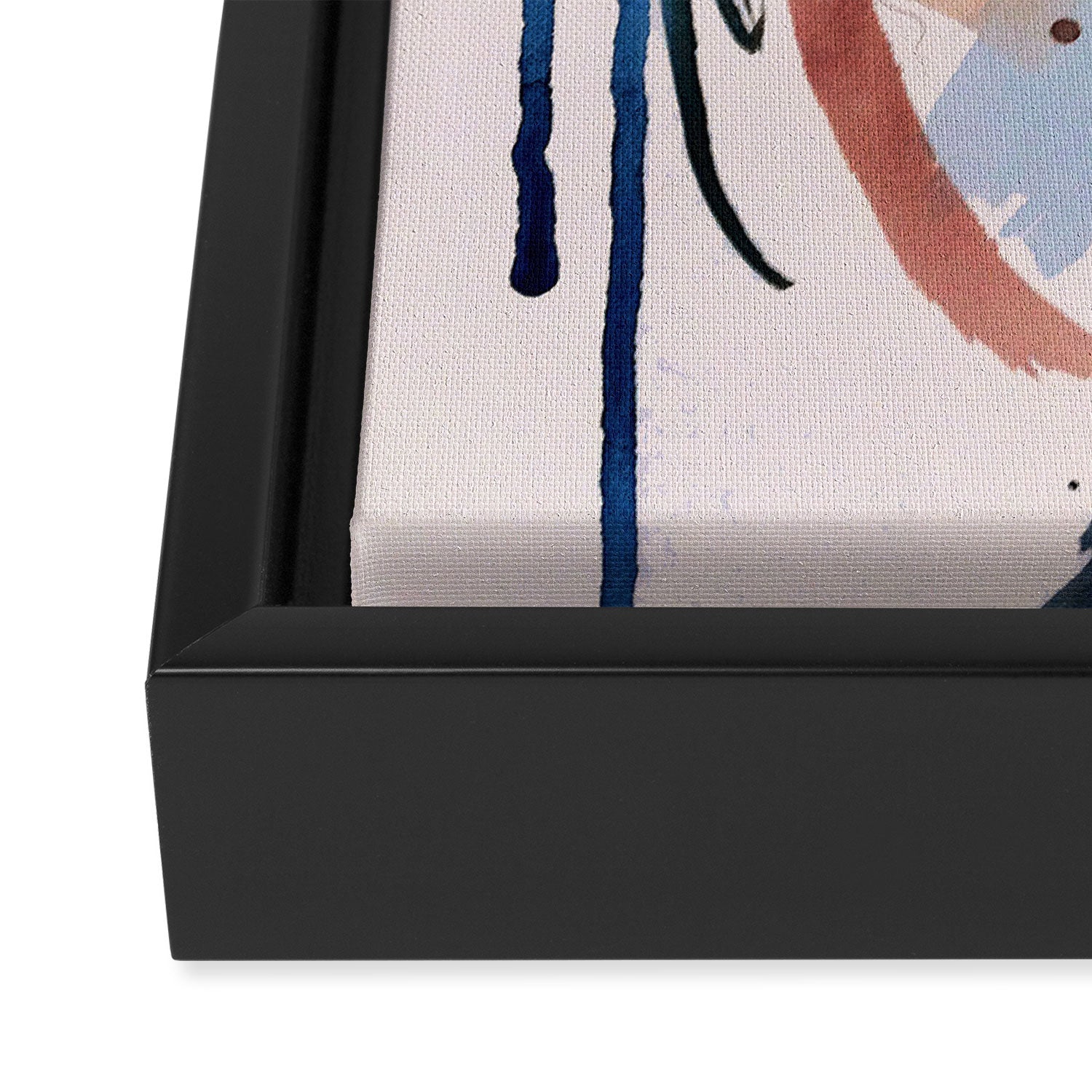 708 - a minimal mixed media abstract piece in blues, pinks, and white Framed Canvas Print Gallery Image 3