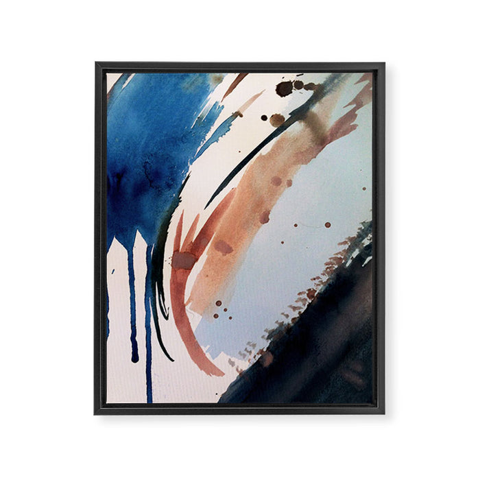 708 - a minimal mixed media abstract piece in blues, pinks, and white Framed Canvas Print Gallery Image 1