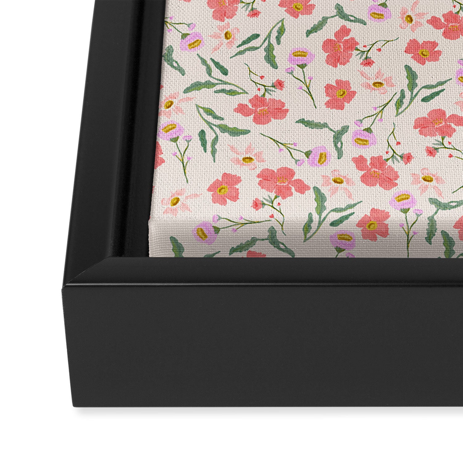 A breath of fresh air - A seamless floral pattern in pinks and reds Framed Canvas Print Gallery Image 3