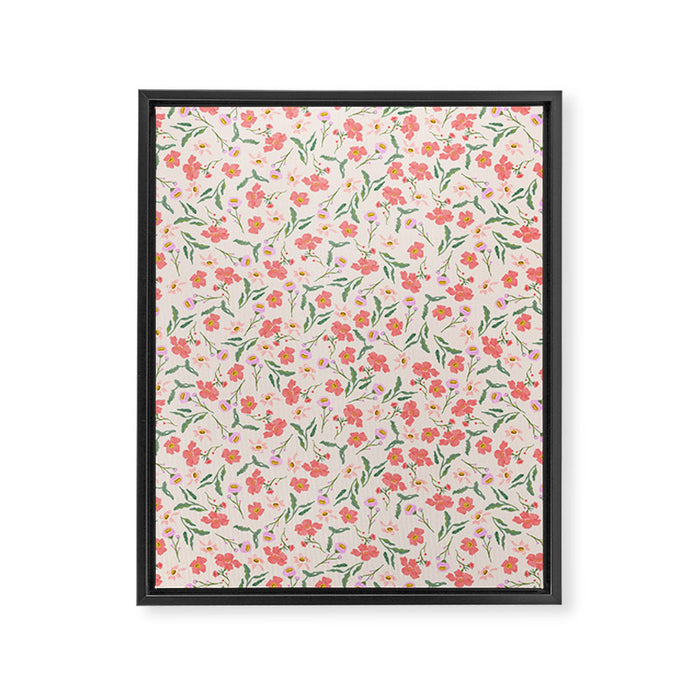 A breath of fresh air - A seamless floral pattern in pinks and reds Framed Canvas Print Gallery Image 1