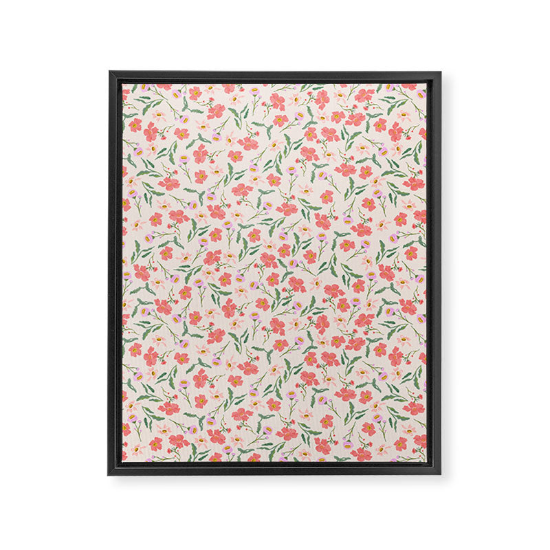 A breath of fresh air - A seamless floral pattern in pinks and reds Framed Canvas Print Gallery Image 8