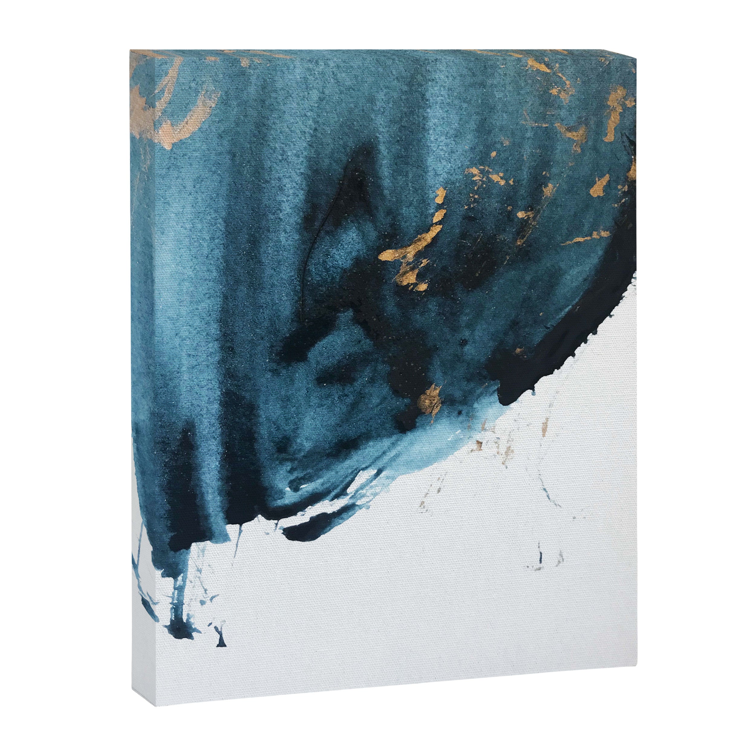 A Minimal Sapphire and Gold Abstract piece in blue white and gold by Alyssa Hamilton Art  Canvas Print Gallery Image 6