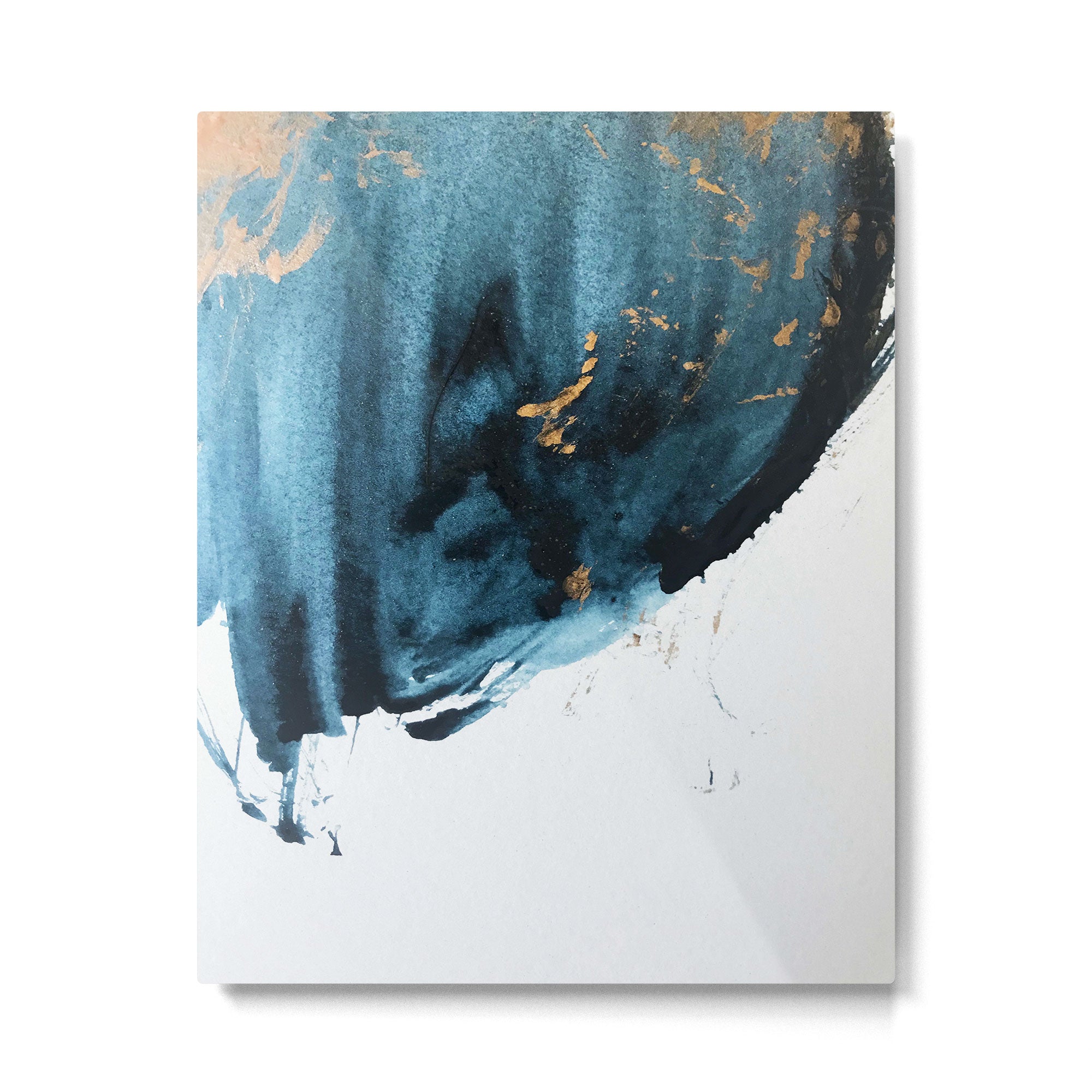 A Minimal Sapphire and Gold Abstract piece in blue white and gold by Alyssa Hamilton Art  Metal Print Gallery Image 4